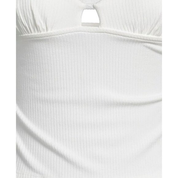 NWT Jonathan Simkhai White Ribbed Knit Cami Top Attached Long Sleeved Shrug Sz L - Picture 10 of 12